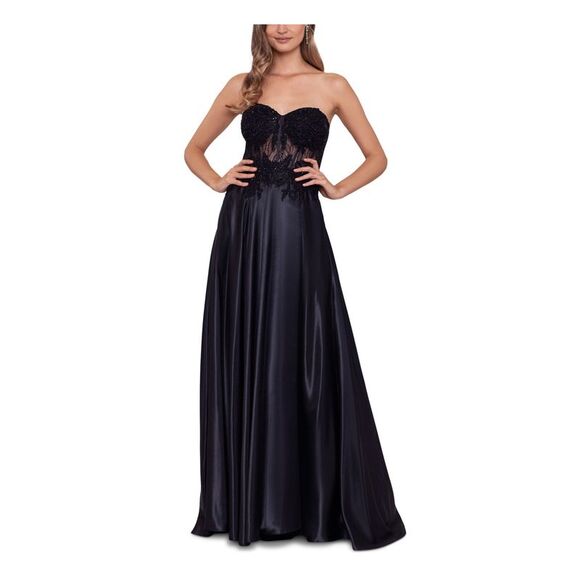 BLONDIE NITES Womens Black Open Back Up Lined Sleeveless Formal Dress Juniors 1 - Picture 1 of 2